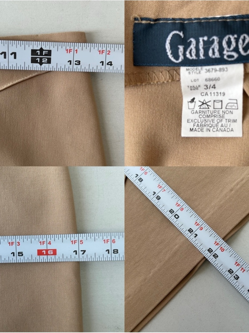 Garage Tan Beige Pencil Skirt with Diagonal Seams Camel Size 4 - Picture 11 of 12